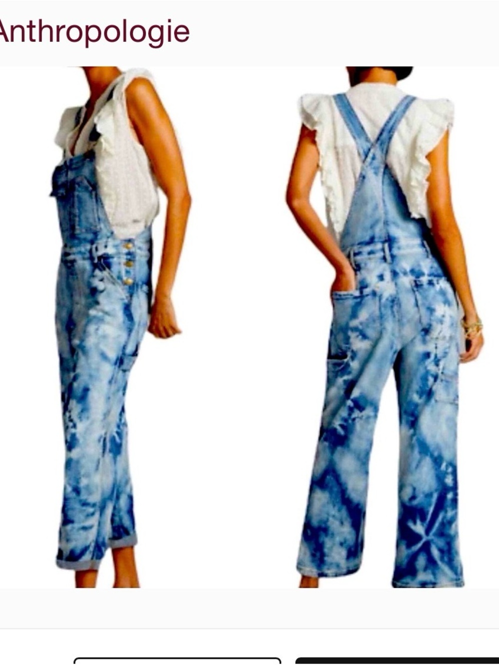 Anthropologie Pilcro Tie-Dye Denim Overalls - Blue